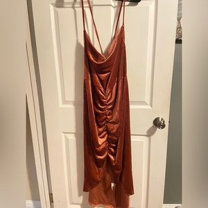 2XL SHEIN plus draped collar high low velvet dress